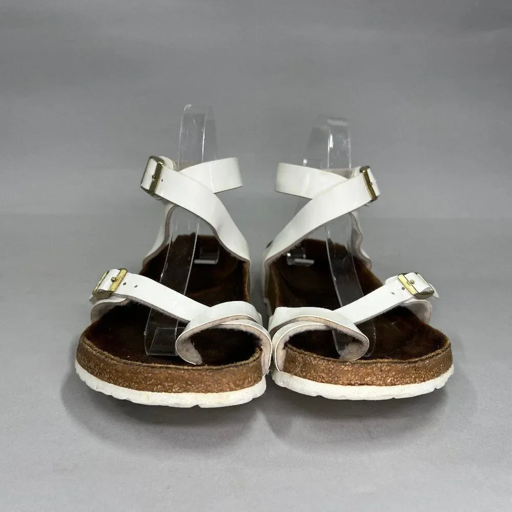 Birkenstock‎ Women's Size 7 Mayari White Patent Leahter Birko-Flor Sandals